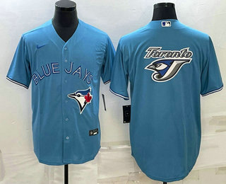 Mens Toronto Blue Jays Big Logo Light Blue Stitched MLB Cool Base Nike Jersey